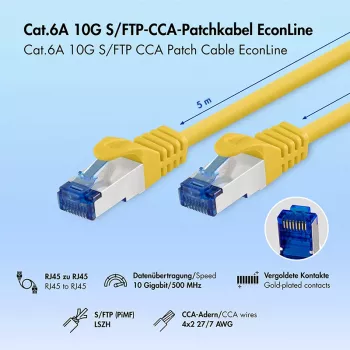 LogiLink Cat.6A S/FTP LSZH patchkaapeli, CCA, 5m, keltainen, EconLine