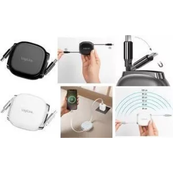 LogiLink CU0500 USB-C - USB-C kaapeli, rullattava, USB 2.0, 480 Mbps, 60W, 1 m, musta