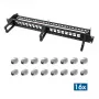 LOGILINK modulaarinen 16-porttinen Cat.6A Keystone-patchpaneeli, 19/1U, 3 kaapelirenkaalla, musta