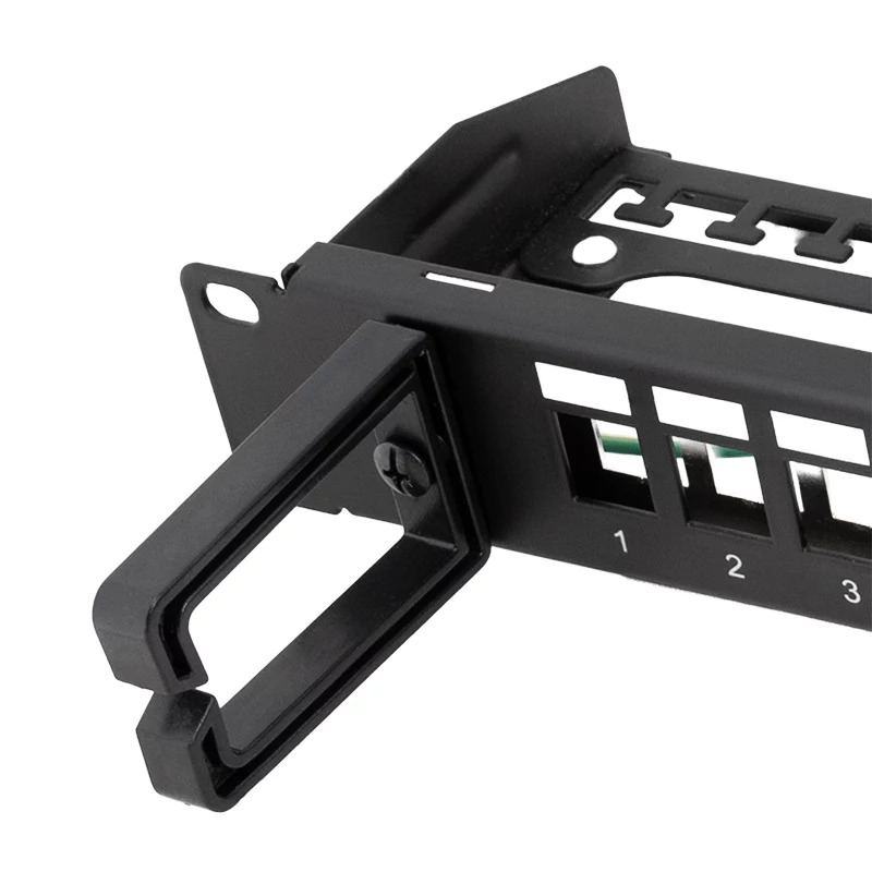 LOGILINK modulaarinen 16-porttinen Cat.6A Keystone-patchpaneeli, 19/1U, 3 kaapelirenkaalla, musta