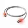 EasyLan DualBoot LED -verkkokaapeli RJ45 S/FTP Cat.6A (Class EA), saCon-liitin, LSOH, harmaa, 0,5 m