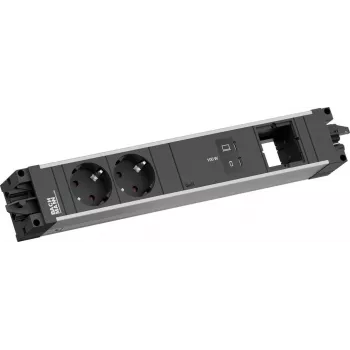 Bachmann STEP ALU 2x Schuko 1x USB-C 100W 1x Custom Module virranjakoyksikkö