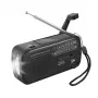 LogiLink Dynamo kampiradio aurinkopaneelilla, AM/FM, USB-C-lataus, LED-taskulamppu, SOS-hälytys, varavirtalähde, musta