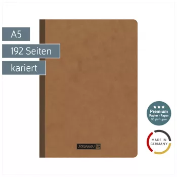 Brunnen FACT!plus A5 ruudullinen muistikirja 96 lehteä ruskea
