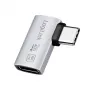 LogiLink USB4 Type-C 90° -adapteri, C/M–C/F, 40 Gbit/s, 240W, 8K/60Hz, alumiini, hopea