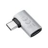 LogiLink USB4 Type-C 90° -adapteri, C/M–C/F, 40 Gbit/s, 240W, 8K/60Hz, alumiini, hopea