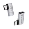 LogiLink USB4 Type-C 90° -adapteri, C/M–C/F, 40 Gbit/s, 240W, 8K/60Hz, alumiini, hopea