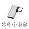 LogiLink USB4 Type-C 90° -adapteri, C/M–C/F, 40 Gbit/s, 240W, 8K/60Hz, alumiini, hopea