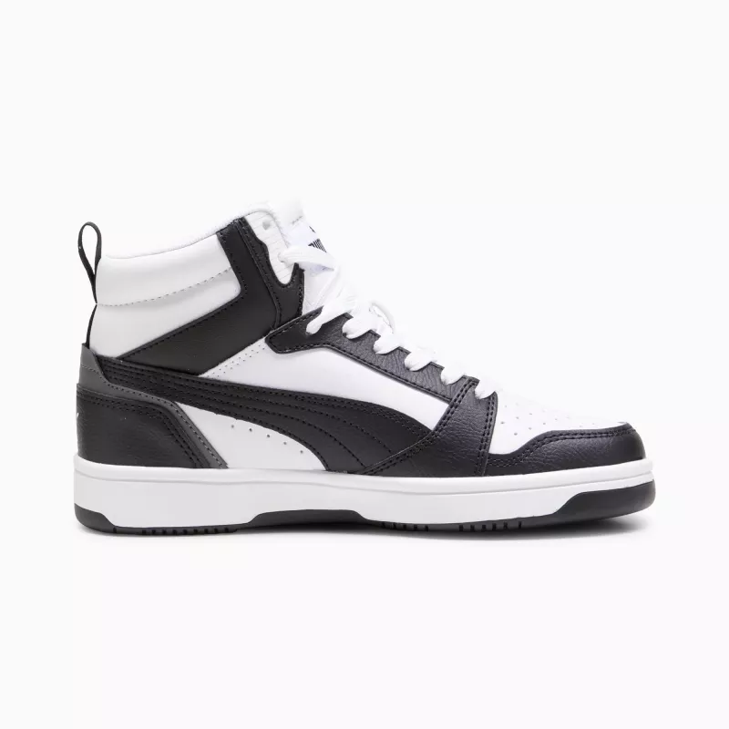 Puma Rebound V6 Mid lasten sneakerit valkoinen musta 393831 01 koko 38