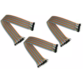 Kabelmeister 40-pin jumper wire -sarja, 3 nauhaa (uros-uros, naaras-naaras, uros-naaras), 20 cm, 24 AWG, sateenkaaren värit, Arduino, Raspberry Pi, koekytkentälevy