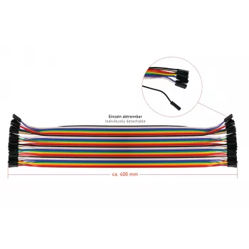 Kabelmeister 40-pin jumper wire -sarja, 3 nauhaa (uros-uros, naaras-naaras, uros-naaras), 20 cm, 24 AWG, sateenkaaren värit, Arduino, Raspberry Pi, koekytkentälevy
