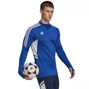 adidas Condivo 22 miesten treenihuppari 1/2 vetoketju sininen-valkoinen HA6271