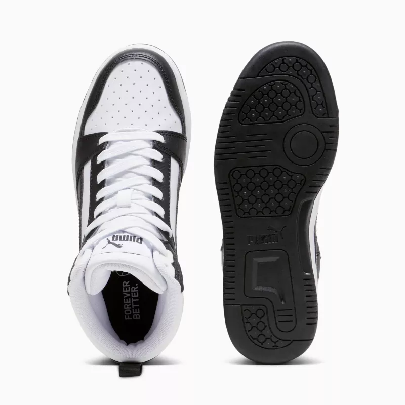 PUMA Rebound V6 Mid lasten sneakerit valkoinen musta 393831 01 koko 39
