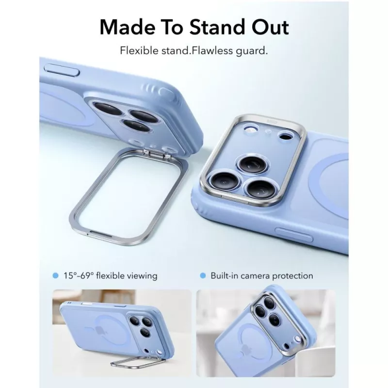 ESR Classic Hybrid Kickstand MagSafe-kotelo iPhone 17 Pro Max / 18 Pro Max - mattavaaleansininen