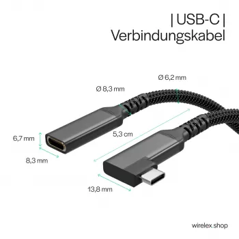 ShiverPeaks USB-C-jatkokaapeli USB-C/C 3.2 PD 90° - kaapeli - digitaali/data