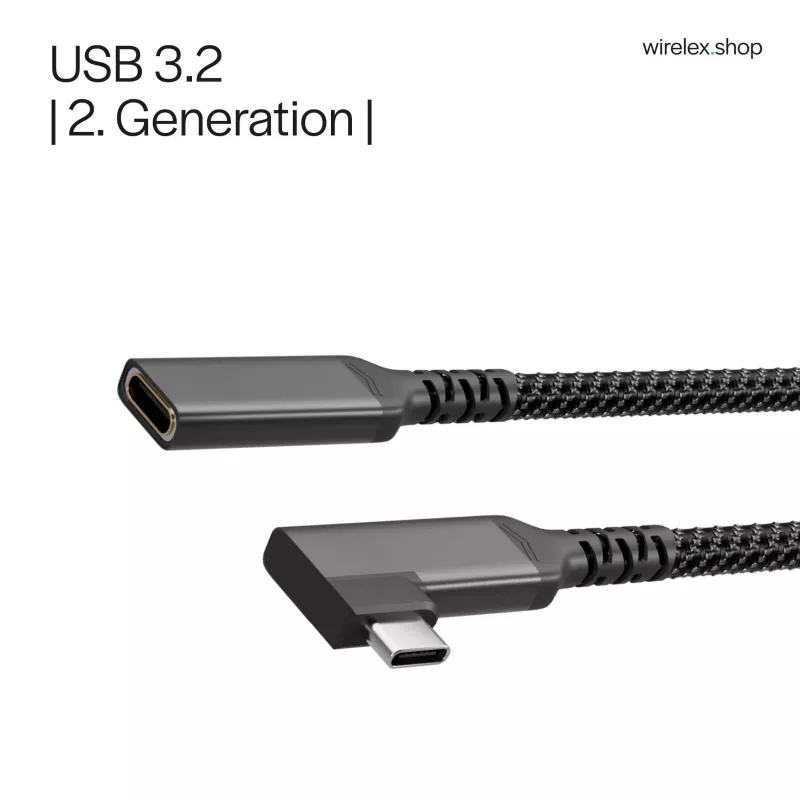 ShiverPeaks USB-C-jatkokaapeli USB-C/C 3.2 PD 90° - kaapeli - digitaali/data