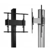 B-TECH AV SYSTEM X - yleiskäyttöinen kaksinkertainen litteän näytön lattiajalusta (VESA 600 x 400) - 2,4 m, musta