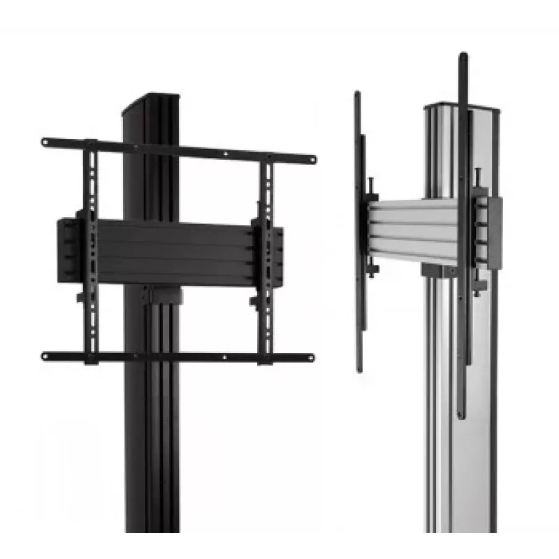 B-TECH AV SYSTEM X - yleiskäyttöinen kaksinkertainen litteän näytön lattiajalusta (VESA 600 x 400) - 2,4 m, musta