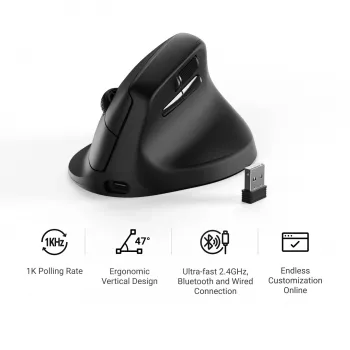 Keychron M5-A29 pystysuora PixArt 3311 1K musta ergonominen langaton pelihiiri
