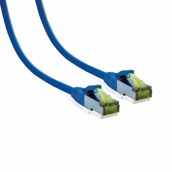 IT-BUDGET Full Copper Premium -verkkokaapeli Cat.6A Cat.7 -raakakaapelilla 600 MHz halogeeniton PoE+ 10Gbps sininen 3 m