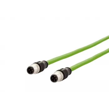 METZ CONNECT M12 D-koodattu teollinen Ethernet-verkkokaapeli, 4-napainen pistoke - 4-napainen pistoke, 5 m, PUR vihreä