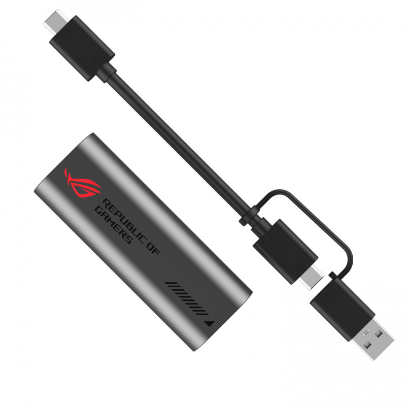 ASUS ROG USB-C10G 10G Ethernet -sovitin 2-in-1 USB-C- ja USB-A-liitännällä, Plug & Play, kompakti ja matkakäyttöön sopiva