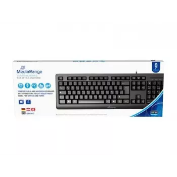 MediaRange MROS109-GR johdollinen USB-näppäimistö, QWERTY kreikkalainen asettelu, musta, 105 näppäintä, kalvo, 1,5 m kaapeli