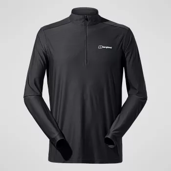 Berghaus 24/7 Tech Tee LS HZ Jet Black miesten pitkähihainen puolipitkällä vetoketjulla varustettu paita