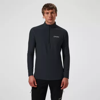 Berghaus 24/7 Tech Tee LS HZ Jet Black miesten pitkähihainen puolipitkällä vetoketjulla varustettu paita