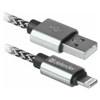 Defender USB-A - Lightning -kaapeli 1,0m 2,1A valkoinen