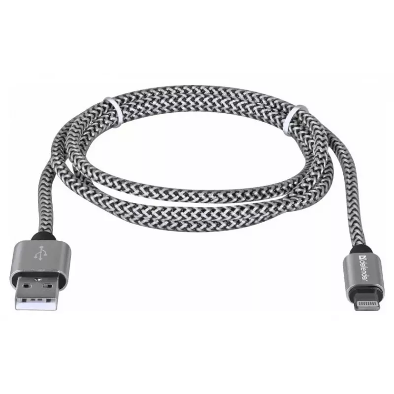 Defender USB-A - Lightning -kaapeli 1,0m 2,1A valkoinen