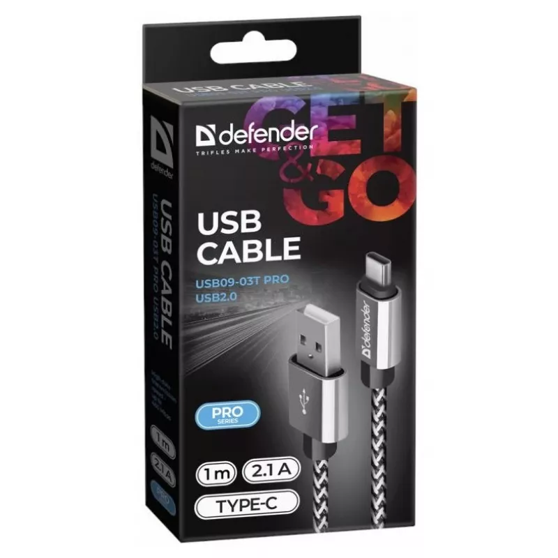 Defender USB-A - Lightning -kaapeli 1,0m 2,1A valkoinen