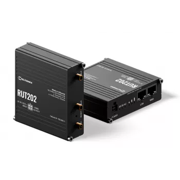 Teltonika Networks RUT202 4G LTE WLAN-reititin, Dual-SIM, 2x Ethernet, DIN-kisko-/seinäasennus, alumiini