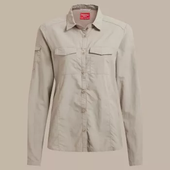Craghoppers NosiLife Adventure LS Shirt III naisten matkapaita - Soft Mushroom, XS