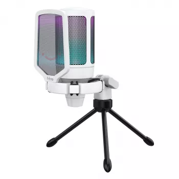 FIFINE A6V AMPLIGAME RGB studio-kondensaattori-USB-mikrofoni, herttakuvio, valkoinen