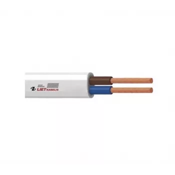 H05VVH2-F 2x1 mm² valkoinen joustava PVC-lattakaapeli, kaksoiskaapeli, 50m