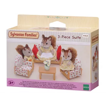 EPOCH Sylvanian Families kolmen osan istuinryhmä - olohuoneen kalustesarja sohvalla, nojatuoleilla, pöydällä & tyynyillä