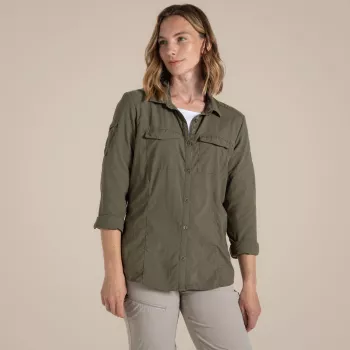 Craghoppers NosiLife Adventure LS Shirt III naisten pitkähihainen hyönteissuojapaita, Wild Olive, koko M