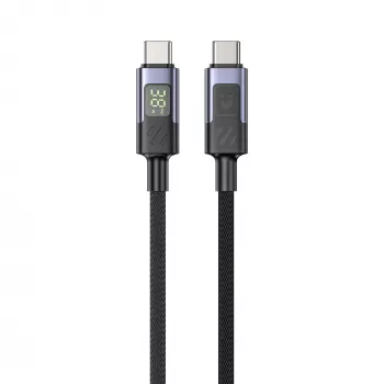 UNITEK USB-C - USB-C kaapeli LED-tehonäytöllä 60W PD 480Mbps 1m punottu musta