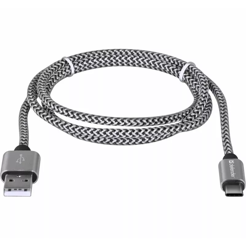 Defender USB-A - USB-C kaapeli 1,0 m 2,1 A valkoinen