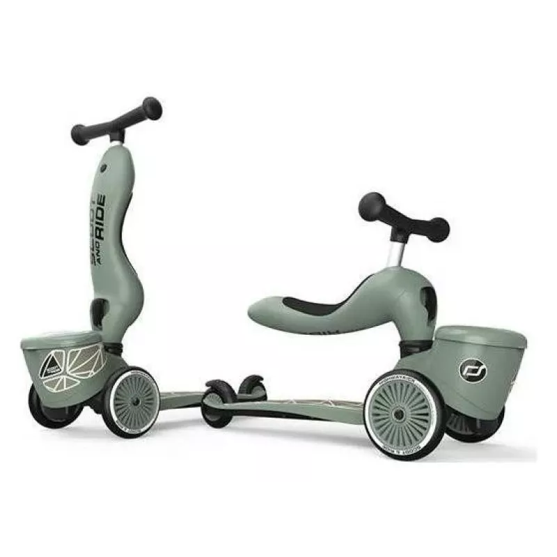 Scoot & Ride Highwaykick 1 Lifestyle 2-in-1 potkulauta ja skootteri, Green Lines