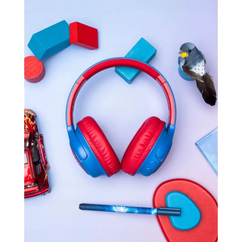 PowerLocus Bobo Kids langattomat kuulokkeet, LED, AUX, sininen/punainen