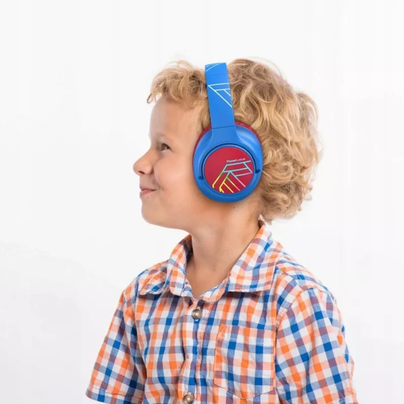 PowerLocus Bobo Kids langattomat kuulokkeet, LED, AUX, sininen/punainen