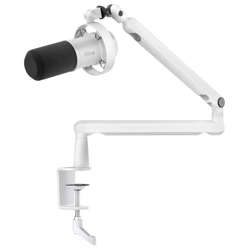 FIFINE T688W dynaaminen mikrofoni puomivarrellla, USB/XLR, valkoinen