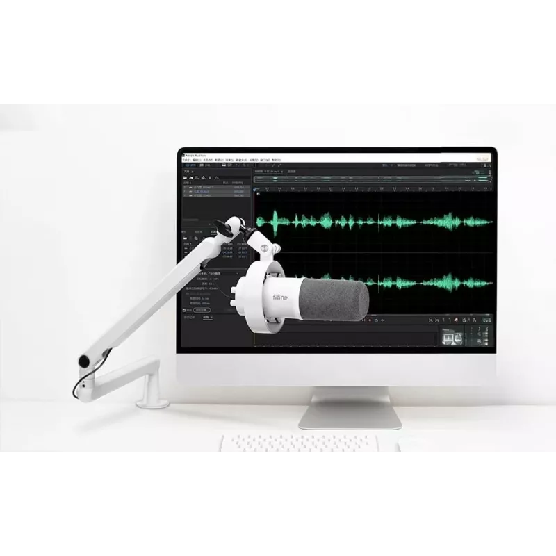 FIFINE T688W dynaaminen mikrofoni puomivarrellla, USB/XLR, valkoinen
