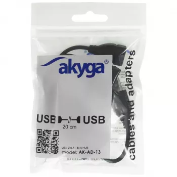 AKYGA AK-AD-13 USB 2.0 4-porttinen keskitin, musta
