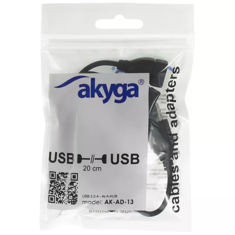 AKYGA AK-AD-13 USB 2.0 4-porttinen keskitin, musta