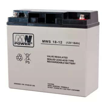 MPL POWER ELEKTRO MPL MW POWER MWS 18-12 UPS-akku lyijyhappoakku VRLA AGM huoltovapaa 12 V 18 Ah musta, harmaa