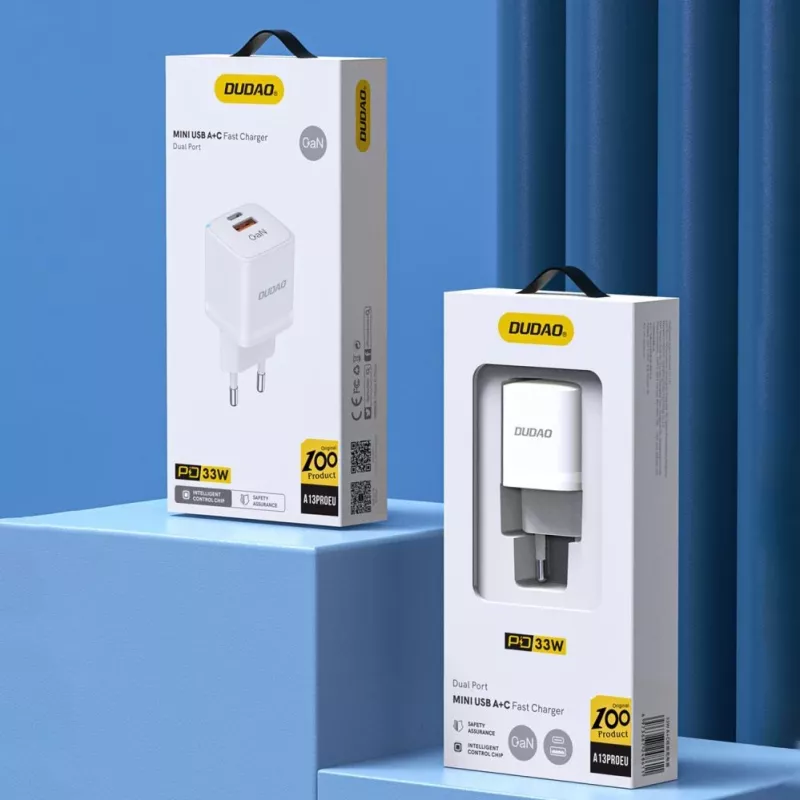 DUDAO A13Pro EU GaN 33W PPS USB-C/USB-seinälaturi - valkoinen