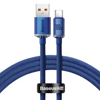 Baseus USB-A - USB-C Crystal Shine kaapeli 100W 1,2m sininen